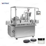 เครื่องบรรจุขวดครีมเครื่องสำอางแบบหมุนอัตโนมัติพร้อมระบบปิดฝาแบบเกลียว