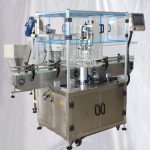 อุปกรณ์ปิดฝาขวดน้ำผลไม้พลาสติกแบบหมุนพร้อมตัวป้อนฝาแบบลิฟต์