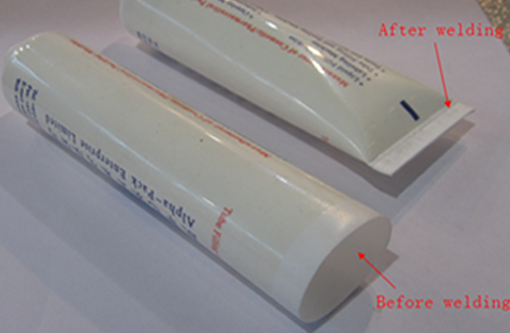 welding samples by ultrasonic tube sealer ตัวอย่างการเชื่อมด้วยเครื่องปิดผนึกท่อด้วยคลื่นอัลตราโซนิก.jpg